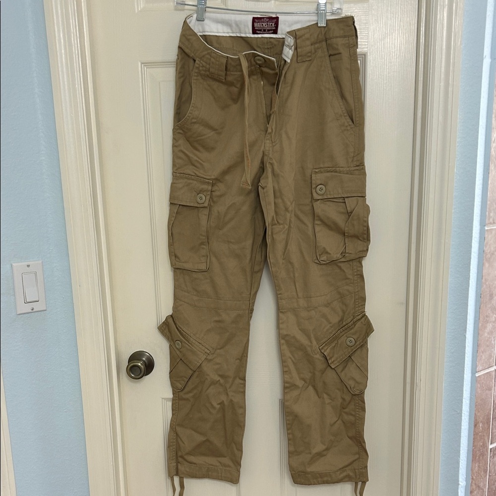 Matchstick Women's Tan Cargo Pants with Utility Pockets